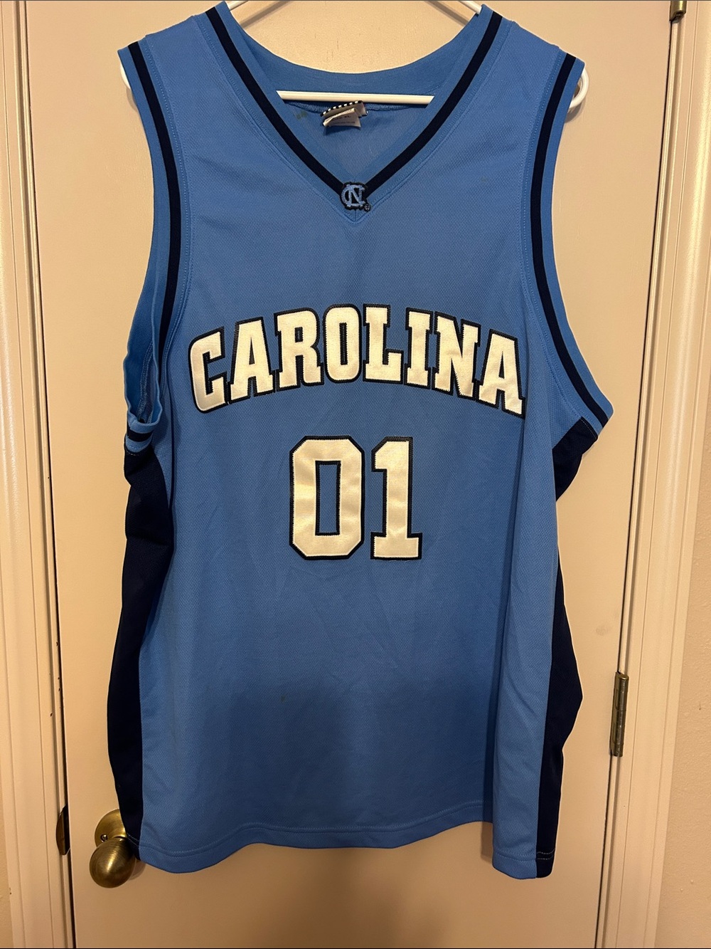 Carolina Light Blue Basketball Jersey with Navy Trim - #01